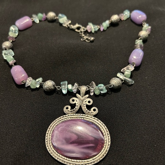 VTG Beautiful Fairycore Grunge Stone and silver metal choker. - Picture 3 of 8